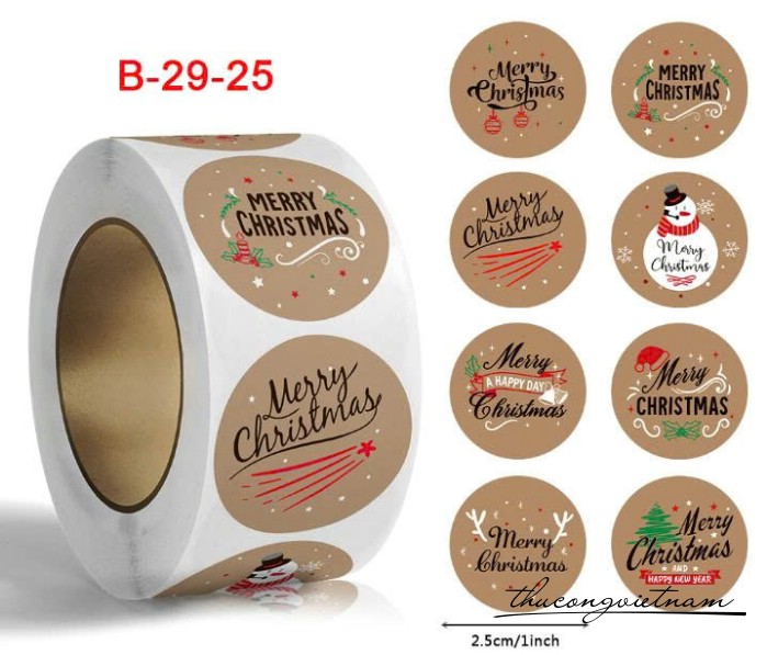 Sticker tròn Giáng Sinh (500 tem)- Mẫu 5